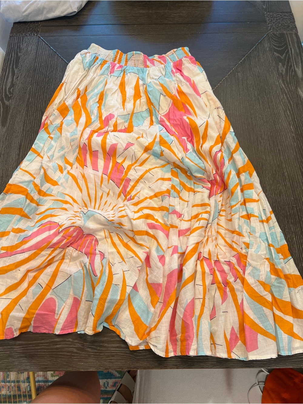 Maeve Maxi skirt Women’s Printed in White with Orange, Pink & Blue